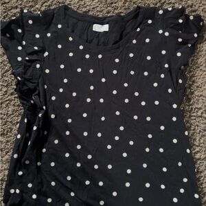 Black Polka Dot Short Sleeve Women's Top